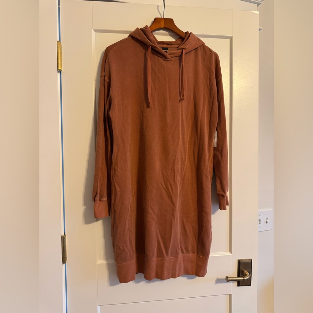 NWT! Old Navy Terry Hoodie Dress, Rust/Mauve, Size M